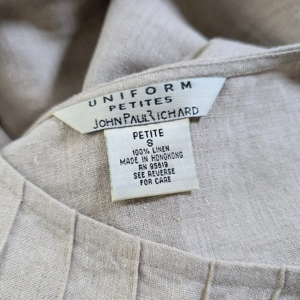 Uniform Petites John Paul Richard 100% Linen with Flower accent Women's SP - Picture 5 of 6